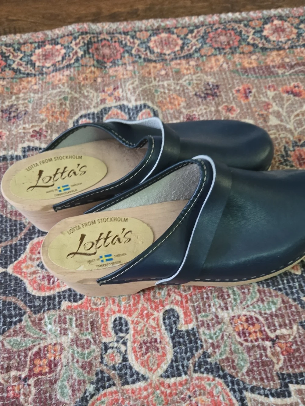 Blue Leather Kids Clogs